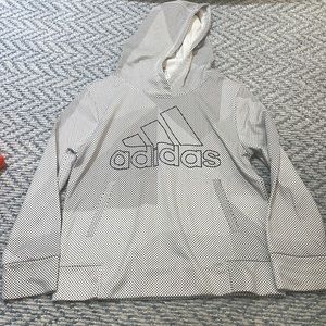 Adidas boys fleece lined hoodie size S (8) black and white